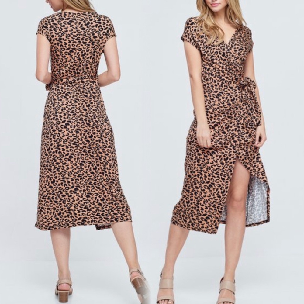 Leopard Print Wrap Dress - Picture 3 of 6